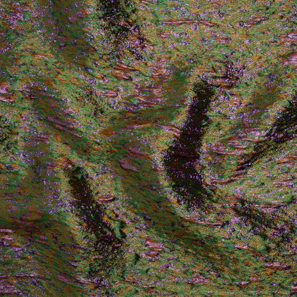 Metallic Brocade - Mustard Yellow, Green and Purple Mottled Abstract
