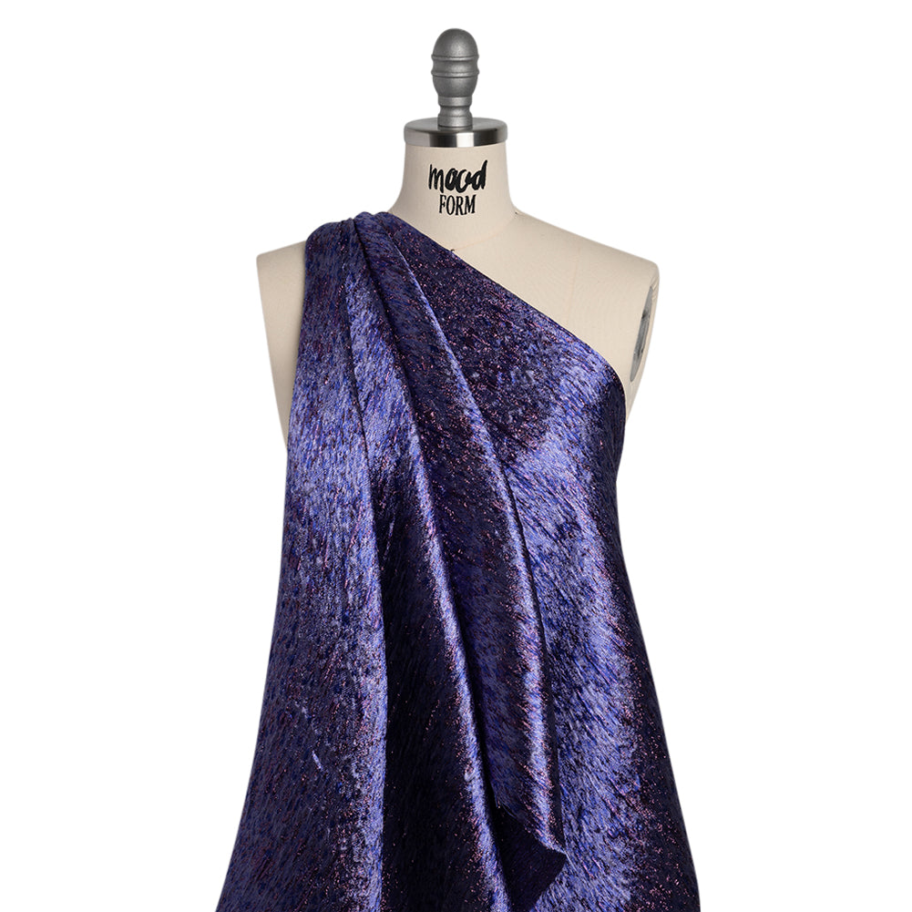 Metallic Brocade - Periwinkle, Royal Blue and Purple Mottled Abstract