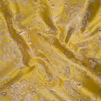 Metallic Brocade - Sunshine Yellow and Gold Flower Garden