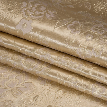 Metallic Brocade - Light Mauve, Pale Beige and Gold Flower Garden