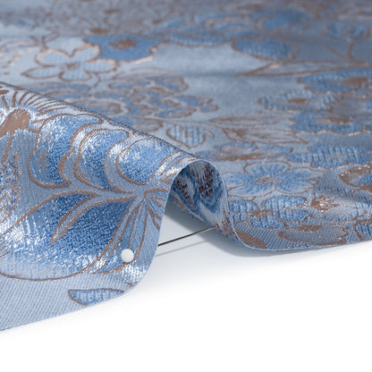 Metallic Brocade - Pastel Blue, Country Blue and Silver Flower Garden
