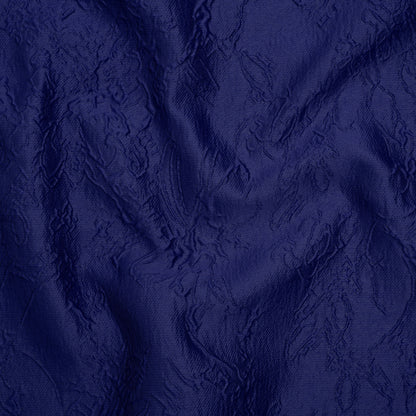 Polyester Brocade - Monochrome Bright Navy Floral Drawings