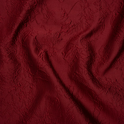 Polyester Brocade - Monochrome Wine Red Floral Drawings