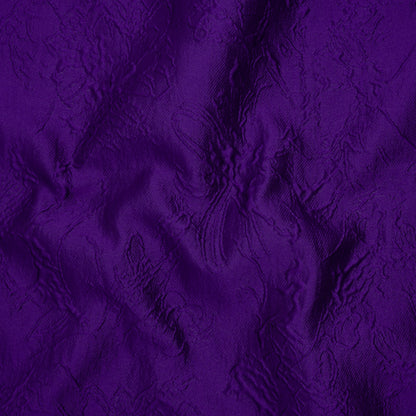 Polyester Brocade - Monochrome Purple Floral Drawings