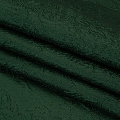 Polyester Brocade - Monochrome Dark Green Floral Drawings