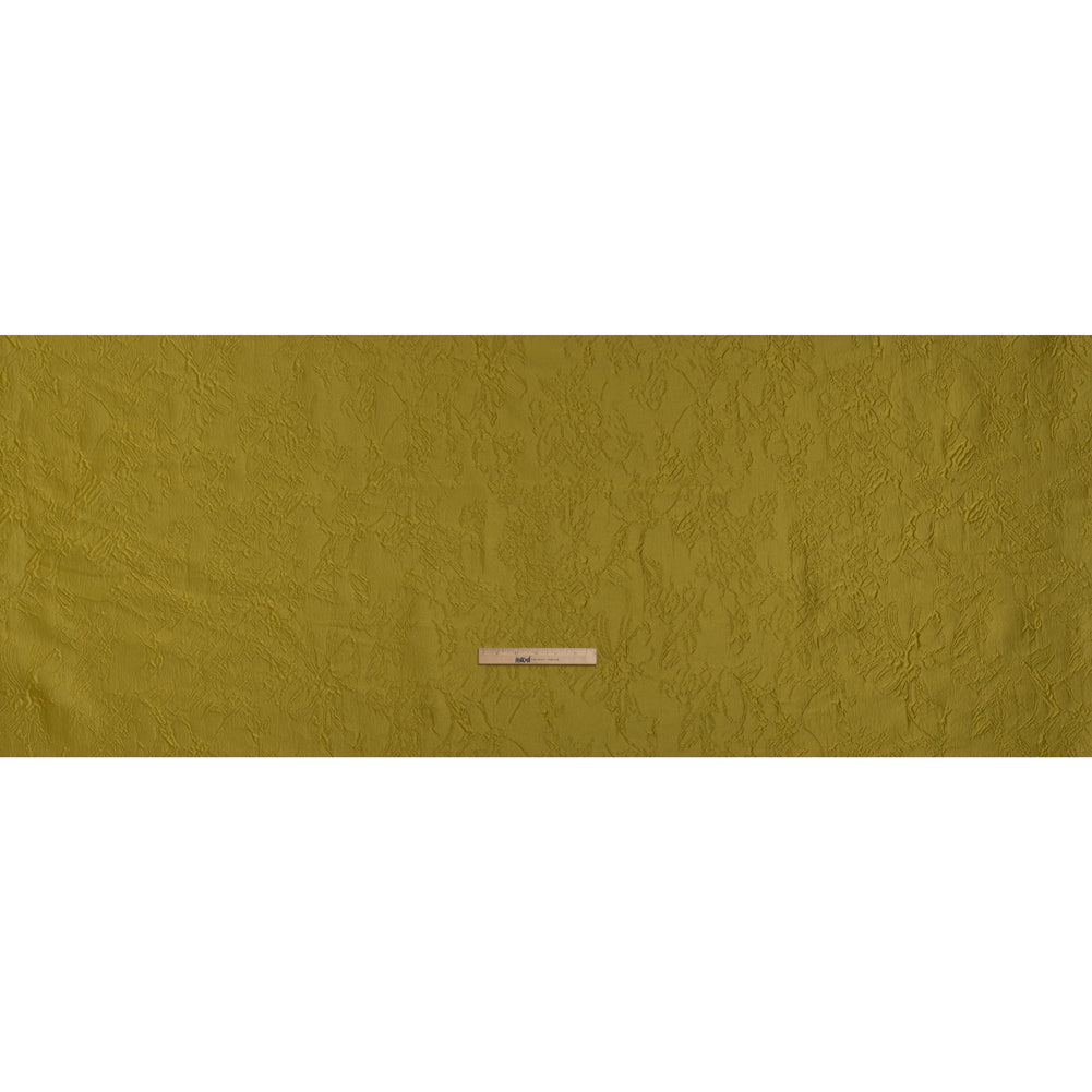 Polyester Brocade - Monochrome Golden Yellow Floral Drawings