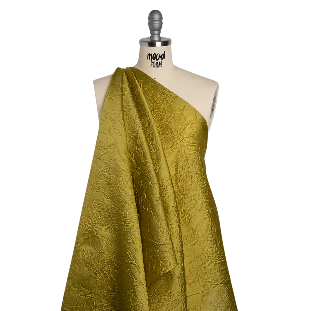 Polyester Brocade - Monochrome Golden Yellow Floral Drawings