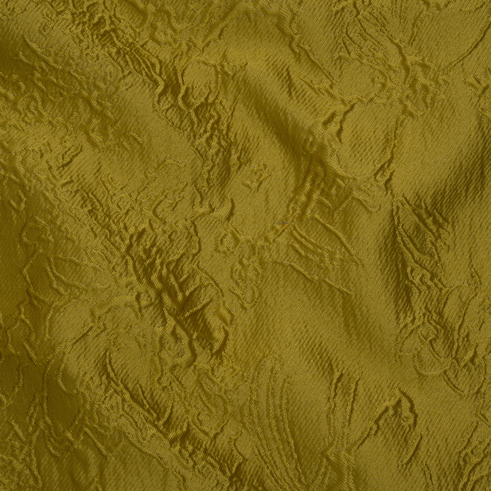 Polyester Brocade - Monochrome Golden Yellow Floral Drawings