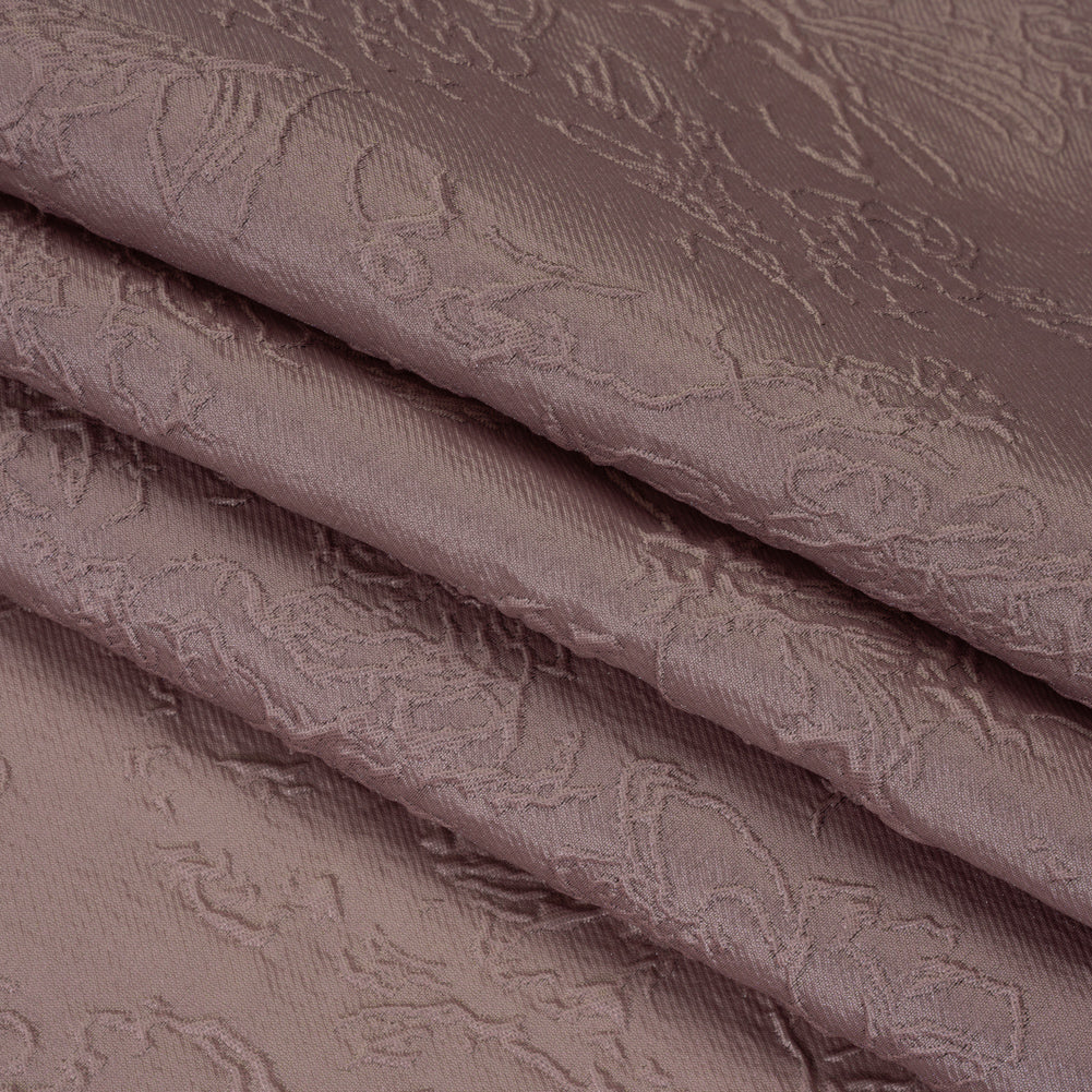Polyester Brocade - Monochrome Mauve Floral Drawings