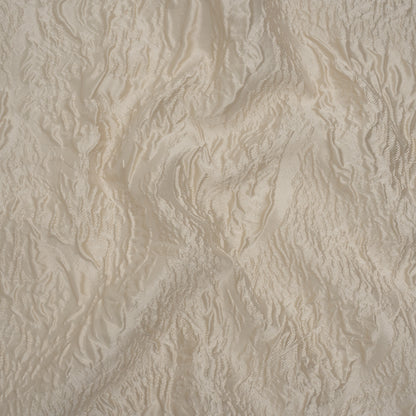 Polyester Brocade - Monochrome Light Beige Roses and Leaves