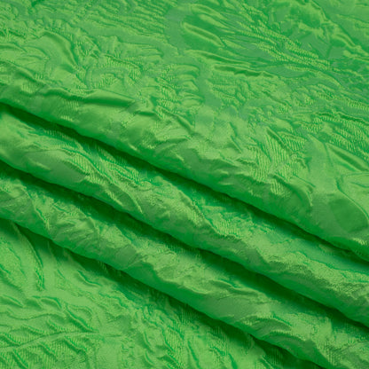 Polyester Brocade - Monochrome Lime Green Roses and Leaves
