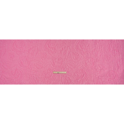 Polyester Brocade - Monochrome Pastel Pink Roses and Leaves
