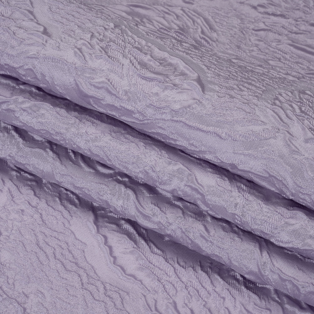 Polyester Brocade - Monochrome Lavender Roses and Leaves