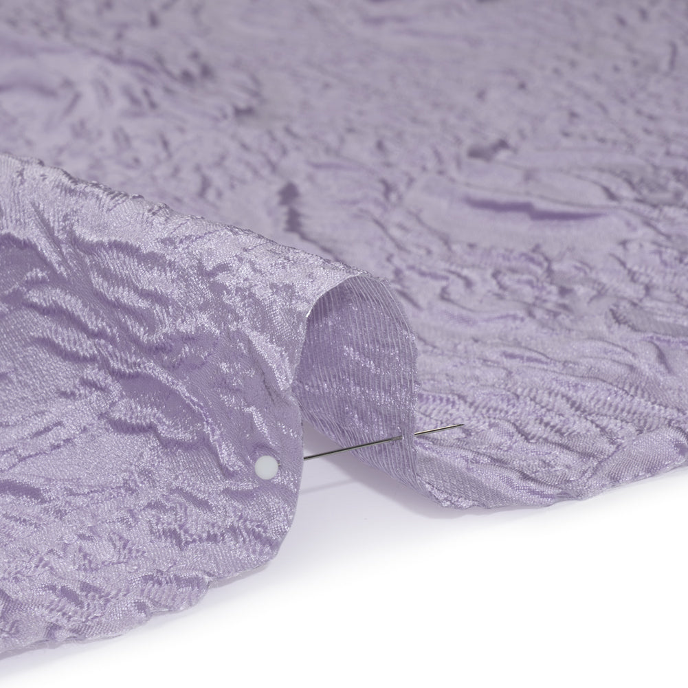 Polyester Brocade - Monochrome Lavender Roses and Leaves