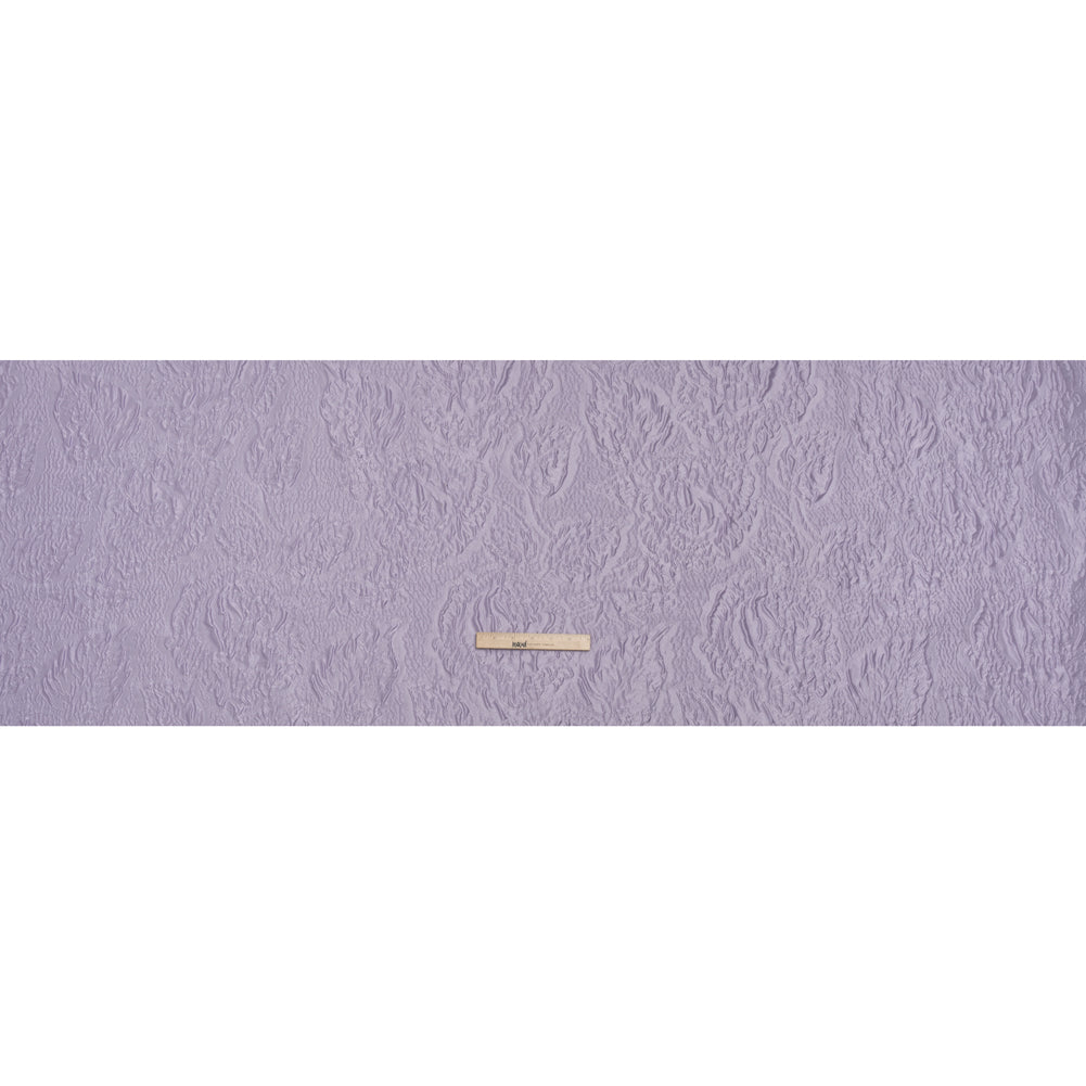 Polyester Brocade - Monochrome Lavender Roses and Leaves