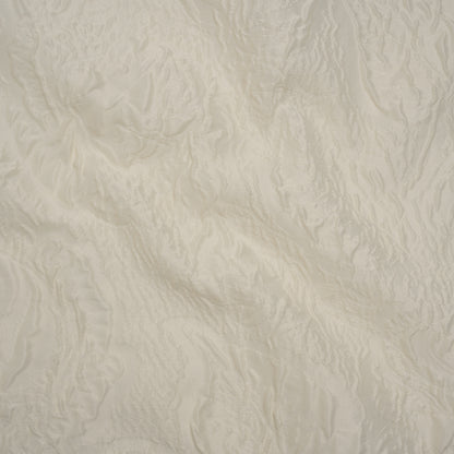 Polyester Brocade - Monochrome Ivory Roses and Leaves