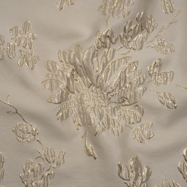 Metallic Brocade - Beige and Gold Blossoming Stems