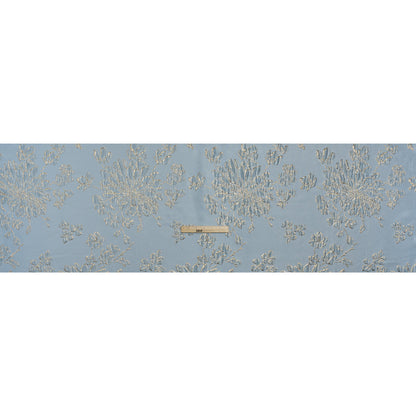Metallic Brocade - Sky Blue and Gold Blossoming Stems