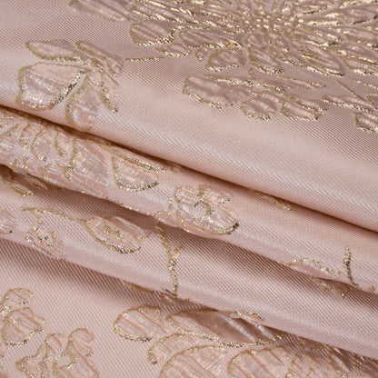 Metallic Brocade - Baby Pink and Gold Blossoming Stems