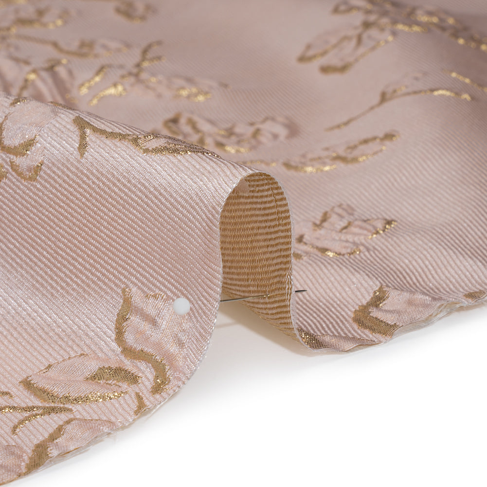 Metallic Brocade - Baby Pink and Gold Blossoming Stems