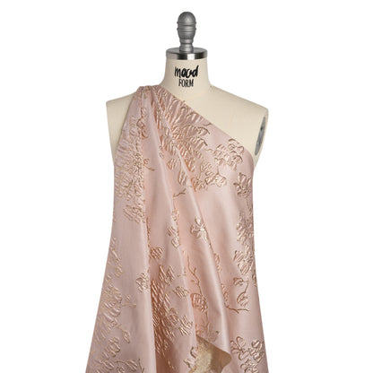 Metallic Brocade - Baby Pink and Gold Blossoming Stems