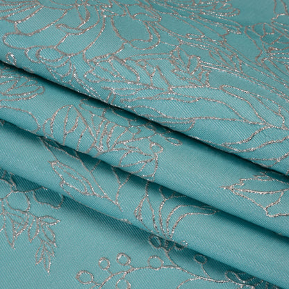 Metallic Brocade - Light Turquoise and Gold Illustrated Garden