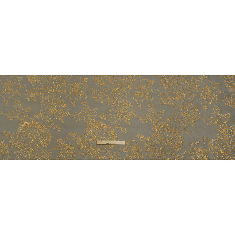 Metallic Brocade - Gray and Gold Illustrated Garden