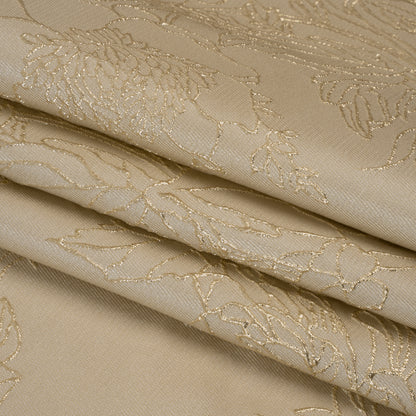 Metallic Brocade - Beige and Gold Illustrated Garden