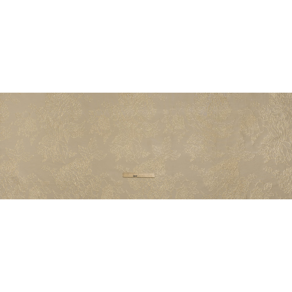 Metallic Brocade - Beige and Gold Illustrated Garden
