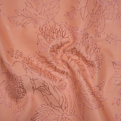 Metallic Brocade - Baby Pink and Magenta Illustrated Garden