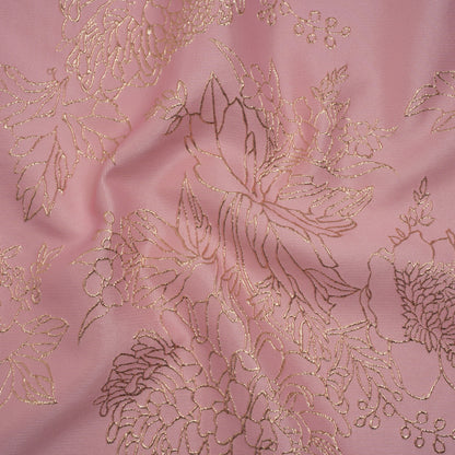 Metallic Brocade - Baby Pink and Gold Illustrated Garden