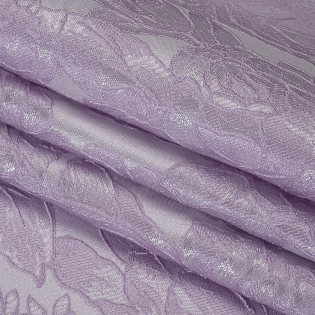 Polyester Brocade - Lavender Cabbage Roses - Folded