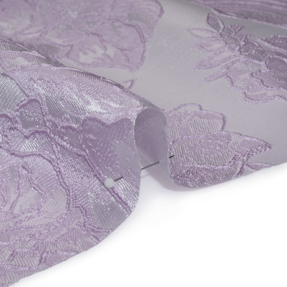 Polyester Brocade - Lavender Cabbage Roses - Detail