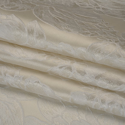 Polyester Brocade - White and Ivory Cabbage Roses