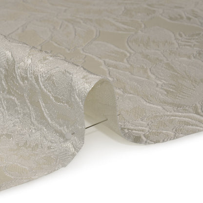 Polyester Brocade - White and Ivory Cabbage Roses
