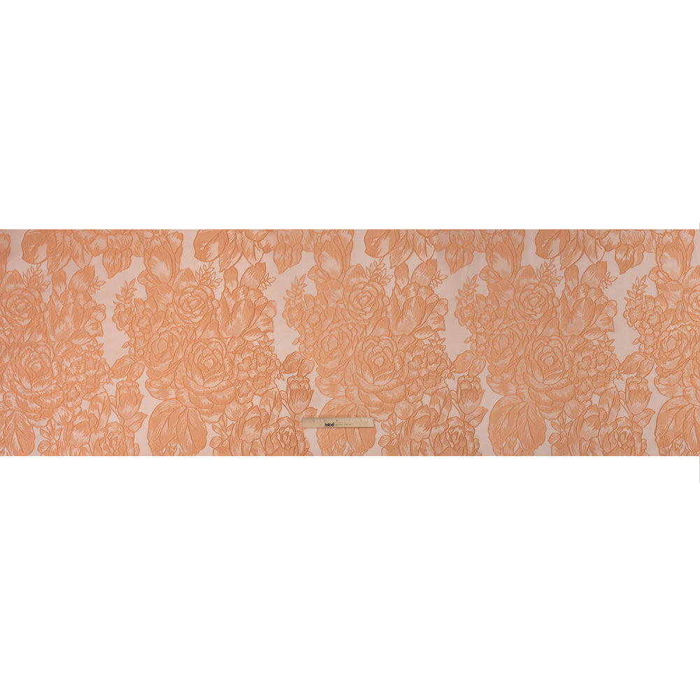 Polyester Brocade - Peach Cabbage Roses