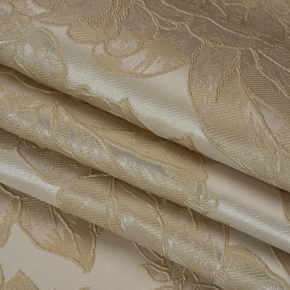 Polyester Brocade - Beige Cabbage Roses
