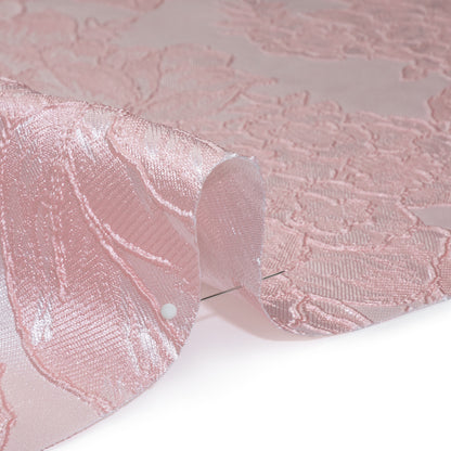 Polyester Brocade - Baby Pink Cabbage Roses
