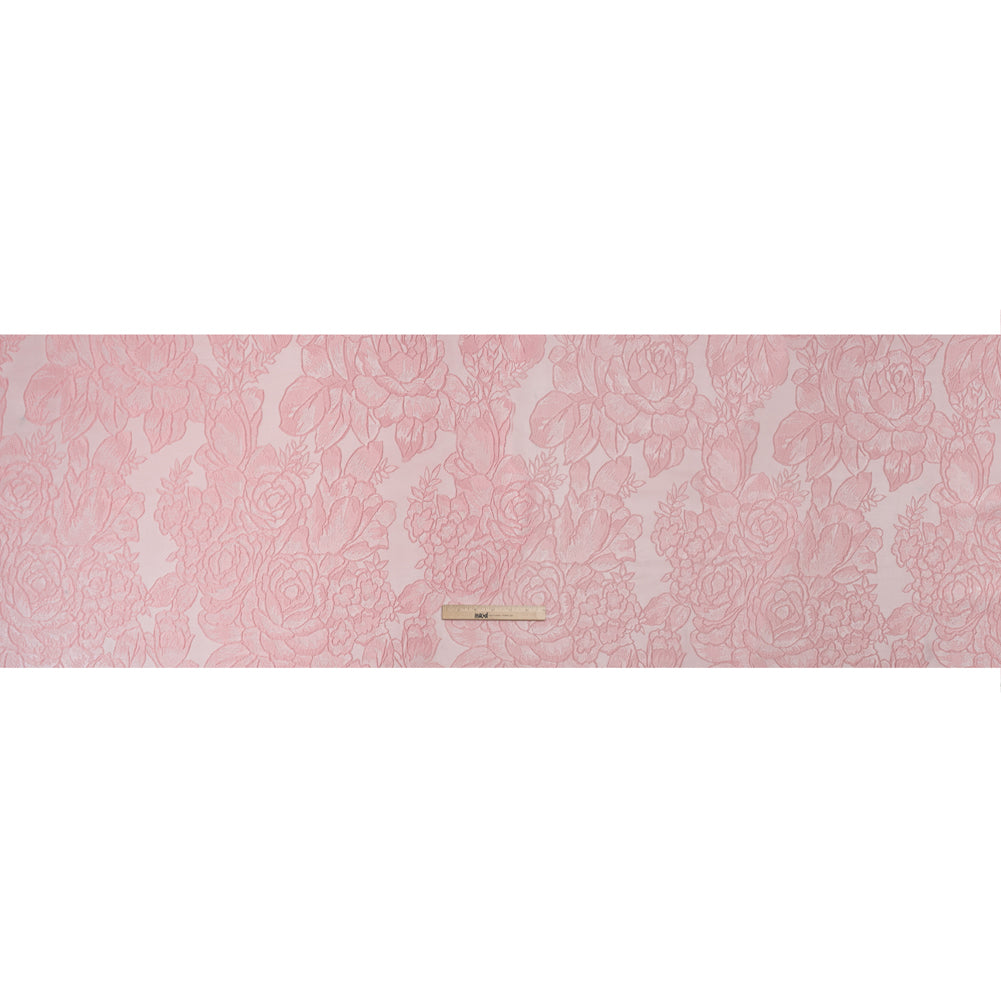 Polyester Brocade - Baby Pink Cabbage Roses - Full