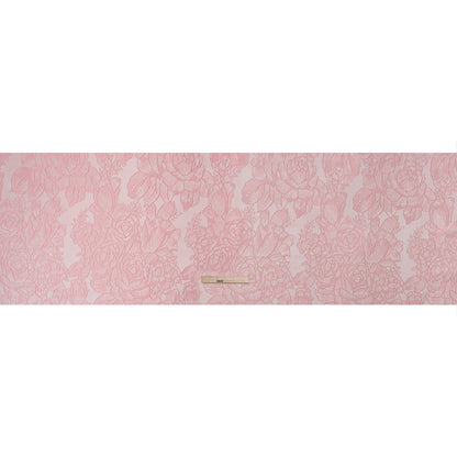 Polyester Brocade - Baby Pink Cabbage Roses