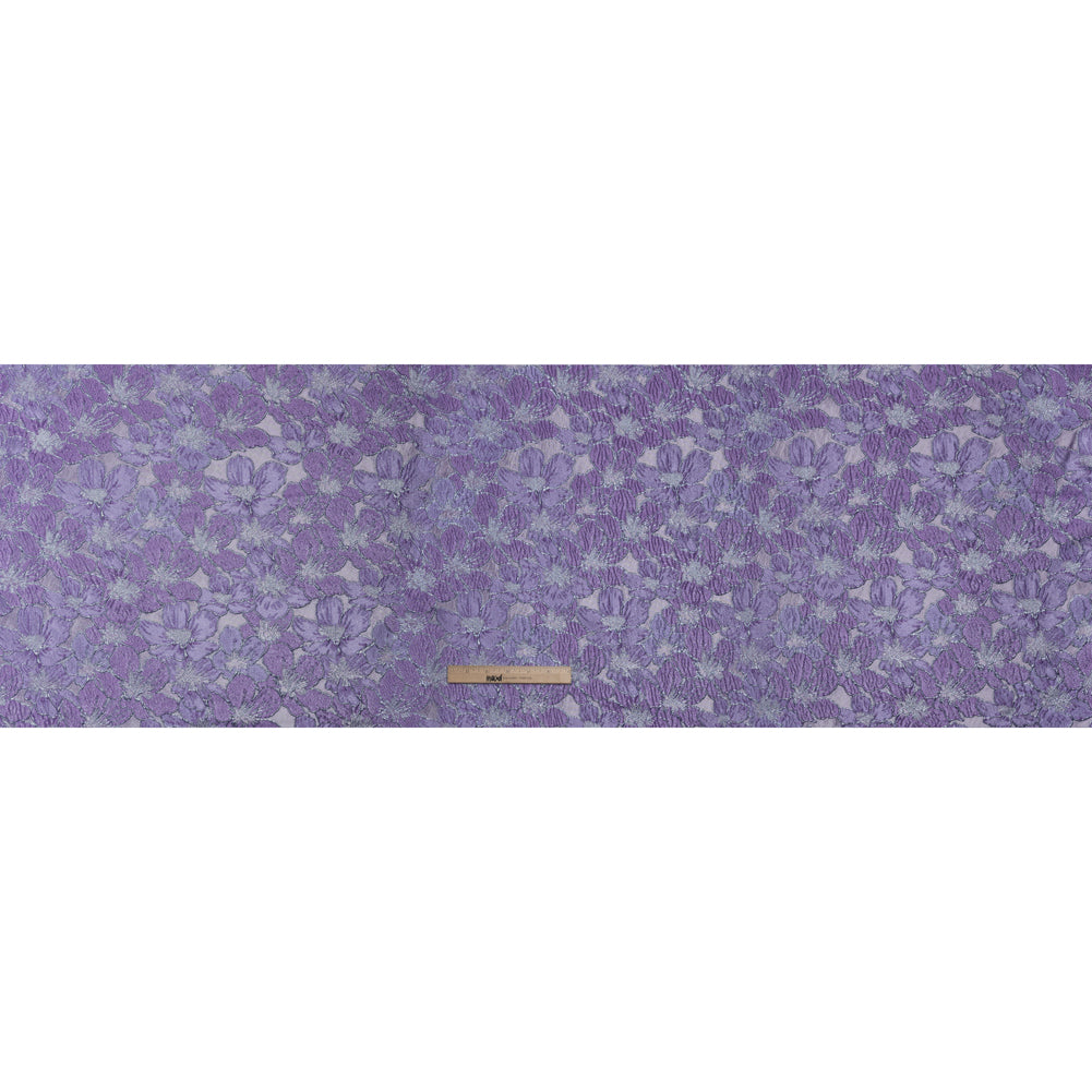 Metallic Brocade - Lilac and Bright Lavender Floating Blossoms - Full