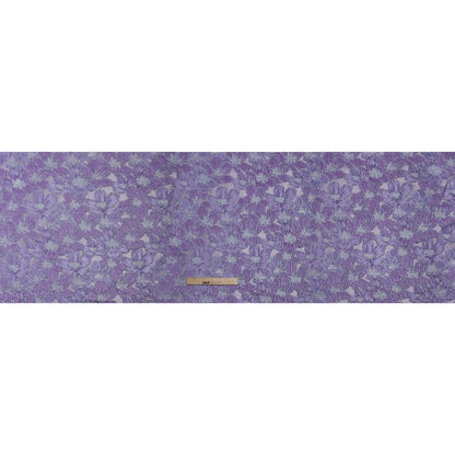 Metallic Brocade - Lilac and Bright Lavender Floating Blossoms