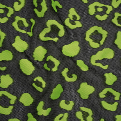 Lightweight Textured Burnout Brocade - Lime Green and Black Animal Spots