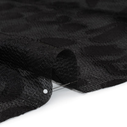 Lightweight Textured Burnout Brocade - Black on Black Animal Spots