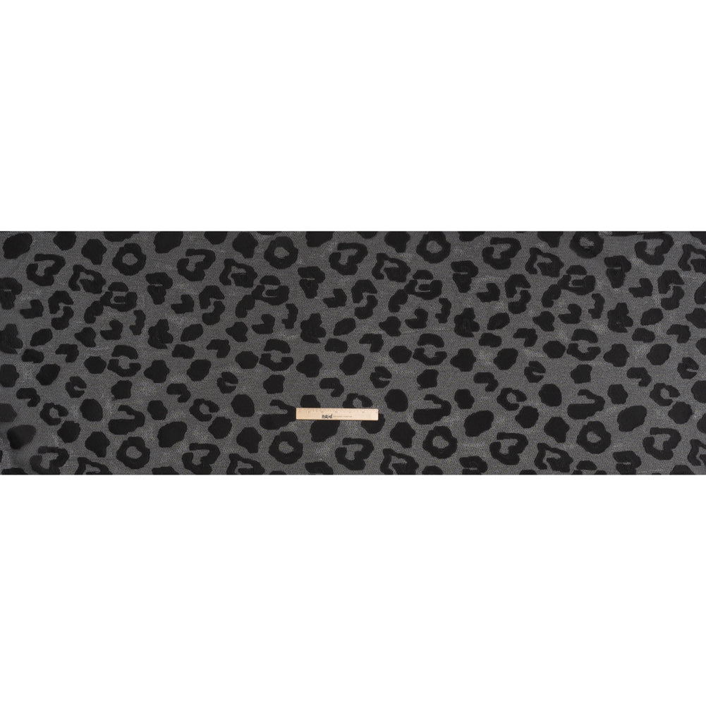 Lightweight Textured Burnout Brocade - Black on Black Animal Spots