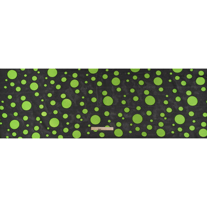 Lightweight Textured Burnout Brocade - Lime Green and Black Polka Dots