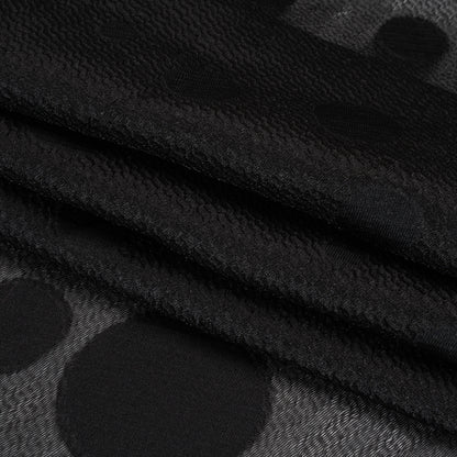 Lightweight Textured Burnout Brocade - Black on Black Polka Dots
