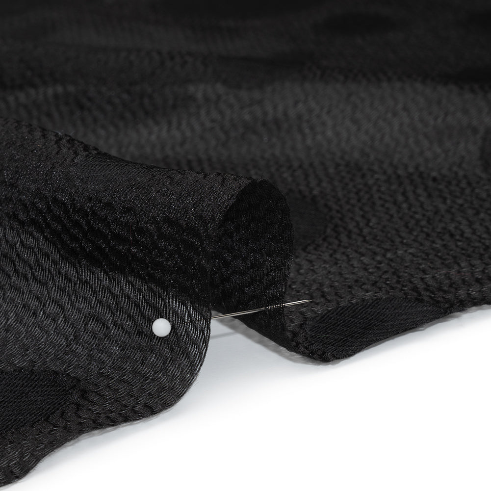 Lightweight Textured Burnout Brocade - Black on Black Polka Dots