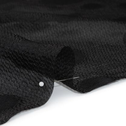 Lightweight Textured Burnout Brocade - Black on Black Polka Dots
