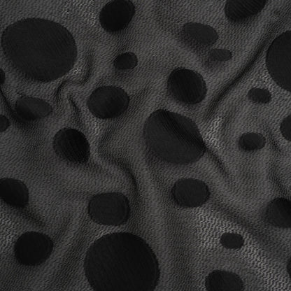 Lightweight Textured Burnout Brocade - Black on Black Polka Dots